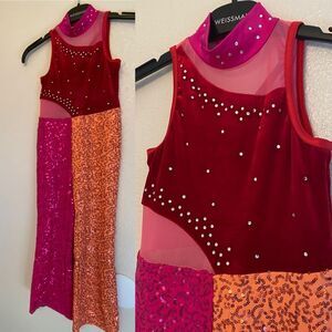 WEISSMAN Elite custom Dance Costume unitard Let's Groove 16752 MC-Medium child